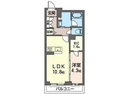 フォンターナ鈴谷(1LDK/1階)の間取り写真