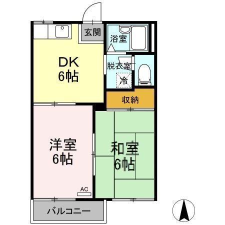 第二沖田ハイツ(2DK/1階)の間取り写真