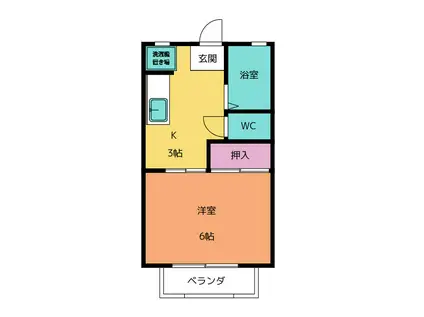シャルマン箕田(1K/2階)の間取り写真