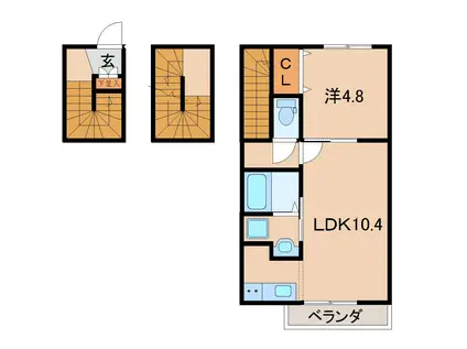 ブラウレーヘン(1LDK/3階)の間取り写真