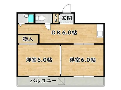 ブールバール塚本II(2DK/3階)の間取り写真