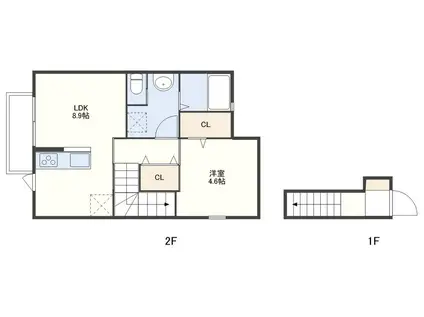 IKD E(1LDK/2階)の間取り写真