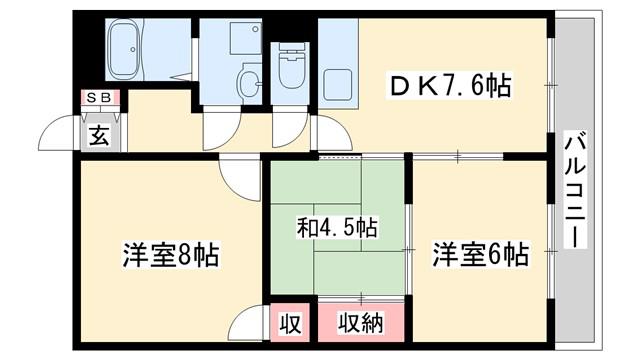 メゾンボヌール(3DK/3階)の間取り写真