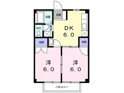 ヒルズ栗林A(2DK/2階)の間取り写真