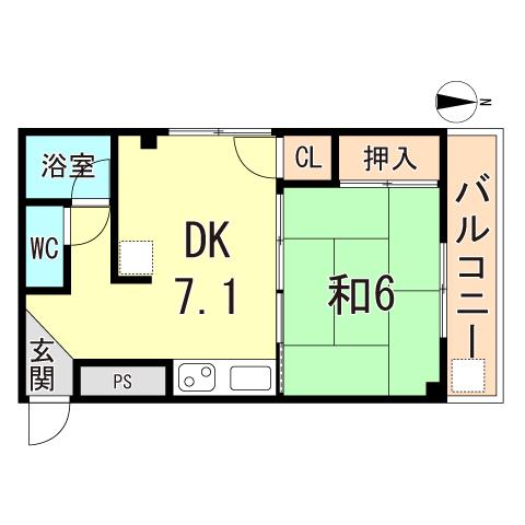 ジョンメゾン山田I(1DK/2階)の間取り写真