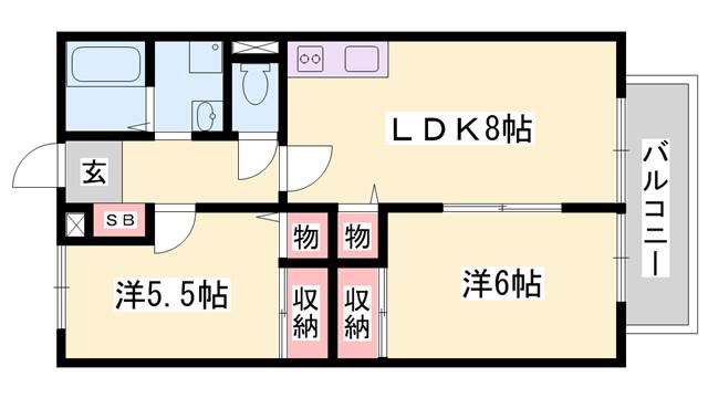 サンフォーレスト A棟(2LDK/1階)の間取り写真