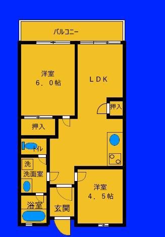 横浜マリンハイツ2号棟(2LDK/6階)の間取り写真