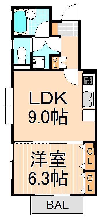 サザンヴィレッジ(1LDK/2階)の間取り写真
