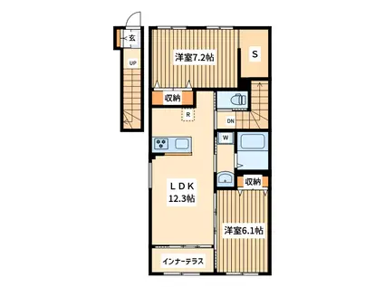 つくばエクスプレス 柏の葉キャンパス駅 徒歩18分 2階建 新築(2LDK/2階)の間取り写真