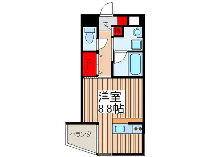 メリア北浦和(ワンルーム/3階)の間取り写真