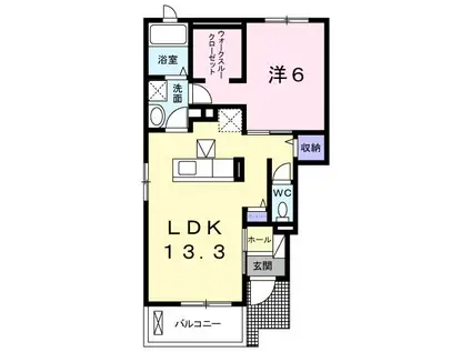 りゅうせい A(1LDK/1階)の間取り写真