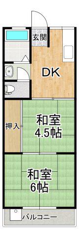 ハイツ高倉台(2DK/2階)の間取り写真