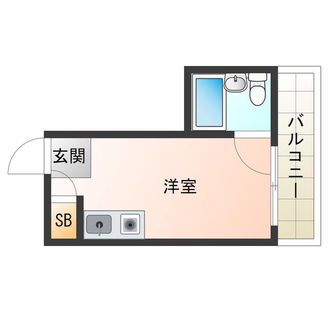 シャトー福島(ワンルーム/4階)の間取り写真