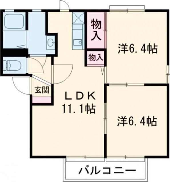 セスカC(2LDK/2階)の間取り写真