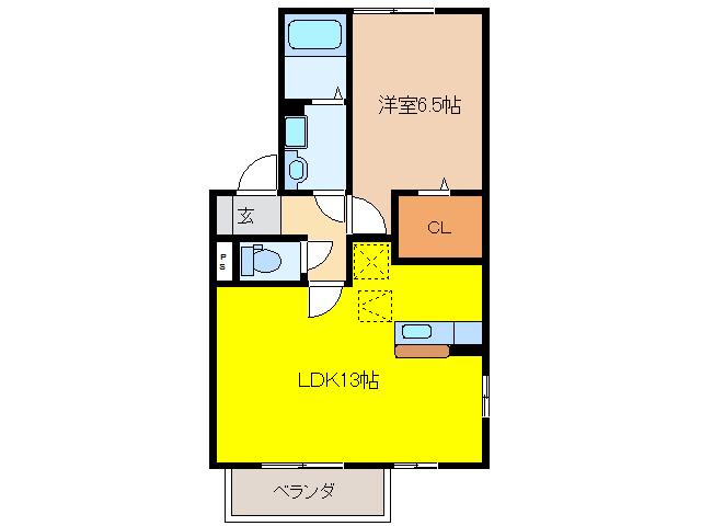 VILLA FORESTA(1LDK/1階)の間取り写真