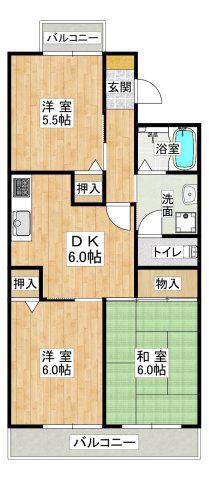 ベルコリーヌ(3DK/1階)の間取り写真