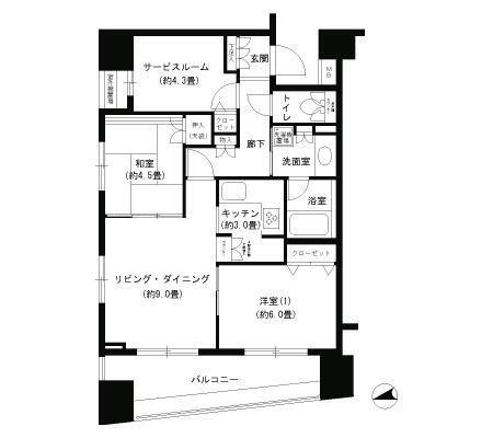 パークキューブ浅草田原町(2SLDK/13階)の間取り写真