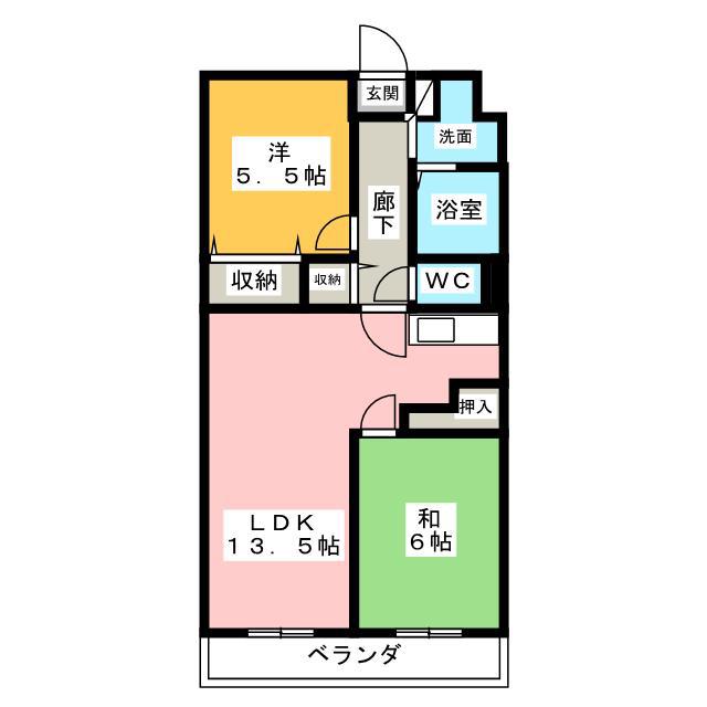 ランドRファースト(2LDK/2階)の間取り写真