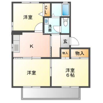 ディアス甲栄台II(3K/1階)の間取り写真