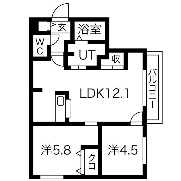 ミカエルアルファVI(2LDK/2階)の間取り写真