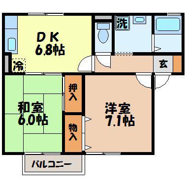 セジュールたさきB(2DK/1階)の間取り写真