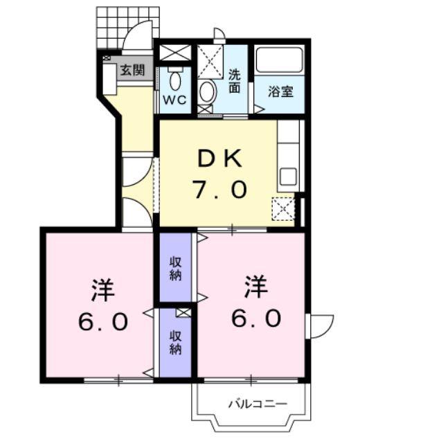 パストラル(2DK/1階)の間取り写真