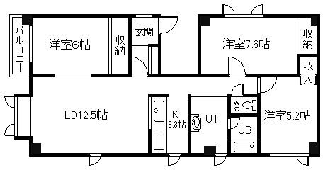 ジェルメゾン(3LDK/3階)の間取り写真