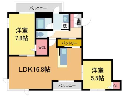SHA MAISON 南郷(2LDK/3階)の間取り写真