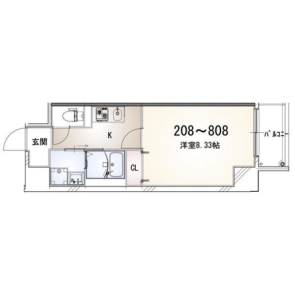 FREEDOM RESIDENCE 藤井寺岡(1K/5階)の間取り写真