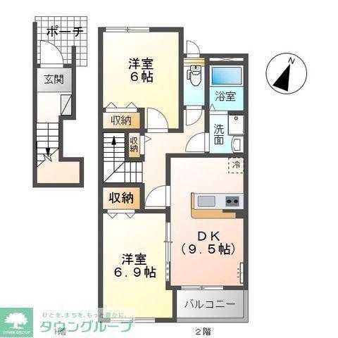 LUMINOUS(2DK/2階)の間取り写真