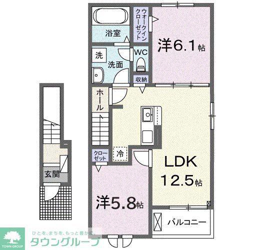 ベル フェリス C(2LDK/2階)の間取り写真