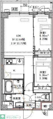 ジェノヴィア六町(2LDK/3階)の間取り写真