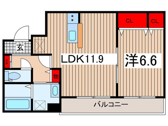 リーブルファイン指扇(1LDK/2階)の間取り写真