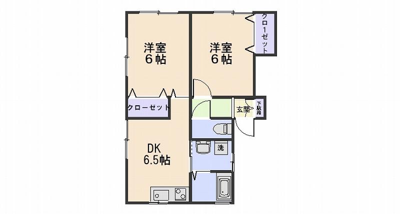 福本ハイツ(2DK/1階)の間取り写真