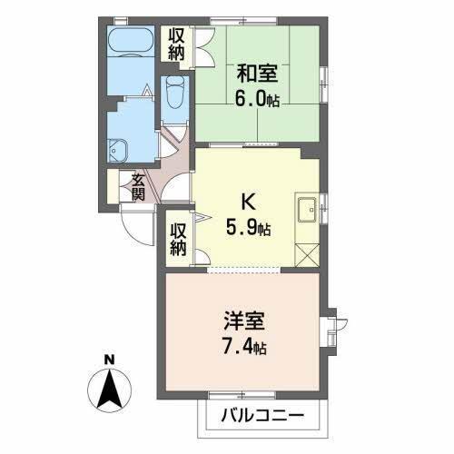 メゾンあぶらや A棟(2K/1階)の間取り写真