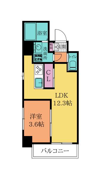 ERDE三萩野エルデ三萩野(1LDK/6階)の間取り写真
