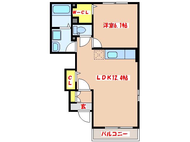 カームリーHILL II(1LDK/1階)の間取り写真