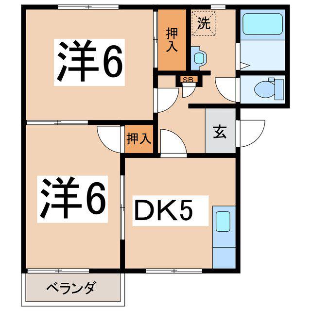 フレグランスマルヤマ C棟(2DK/1階)の間取り写真