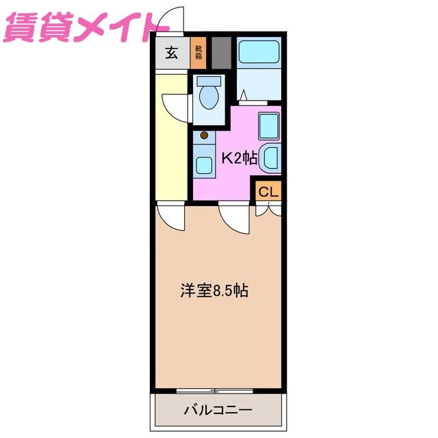 サンガーデン(1K/2階)の間取り写真