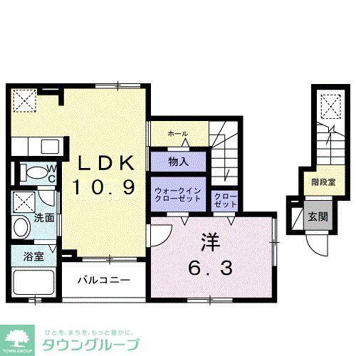 カーサ・ヴェルデ(1LDK/2階)の間取り写真
