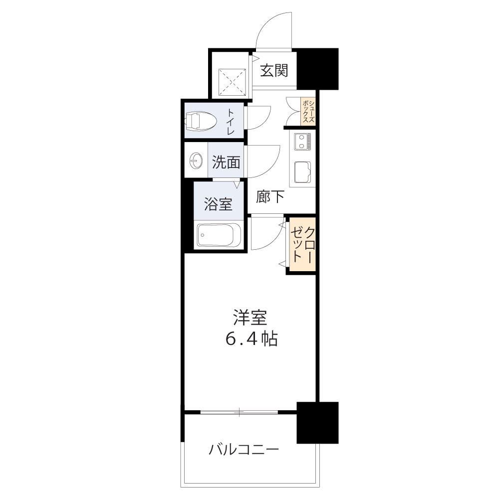グランカーサ高井田(1K/9階)の間取り写真