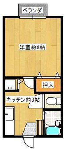 セジュール辻本I(1K/1階)の間取り写真