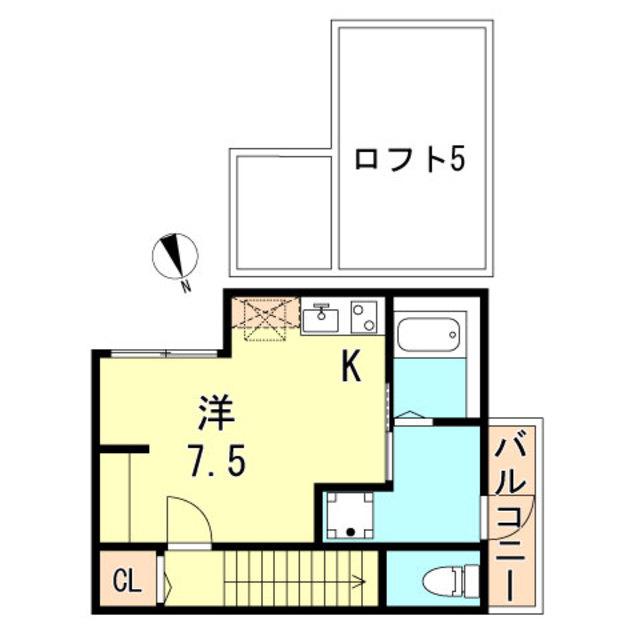 あんしん明石08-2007(ワンルーム/2階)の間取り写真