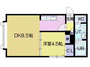 フォレスタ南町公園(1LDK/1階)の間取り写真