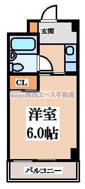 エクセレント忍ヶ丘(1K/6階)の間取り写真