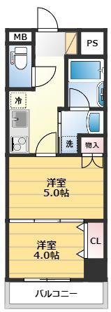 日神デュオステージ川越新富町(1DK/8階)の間取り写真