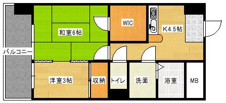 トランコート御幸橋(2K/6階)の間取り写真