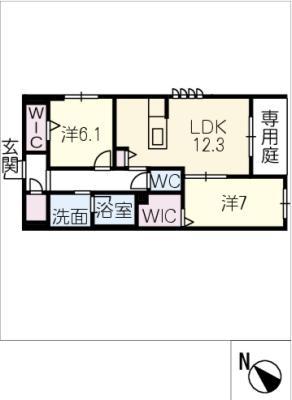 エステラス(2LDK/1階)の間取り写真