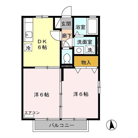 セジュール札元 A棟(2DK/2階)の間取り写真