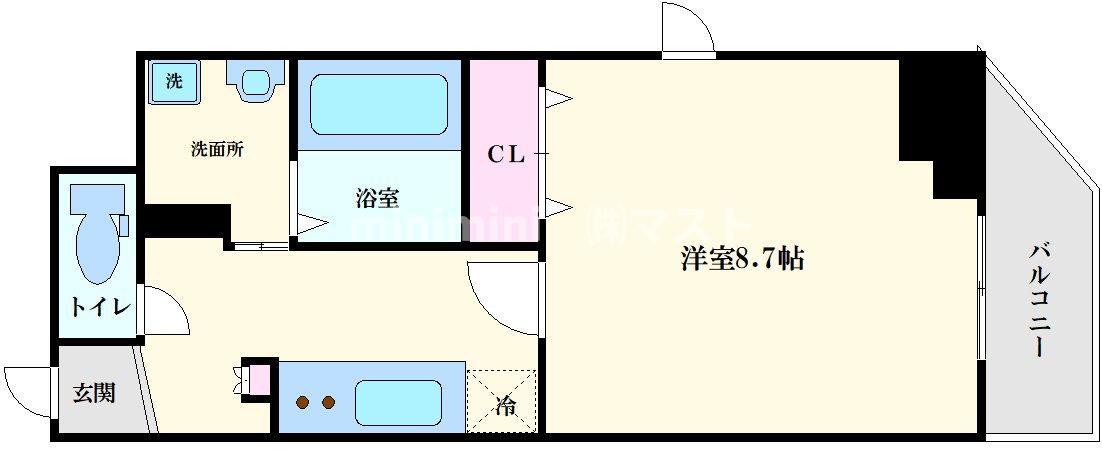 GRANPINO内淡路(1K/8階)の間取り写真